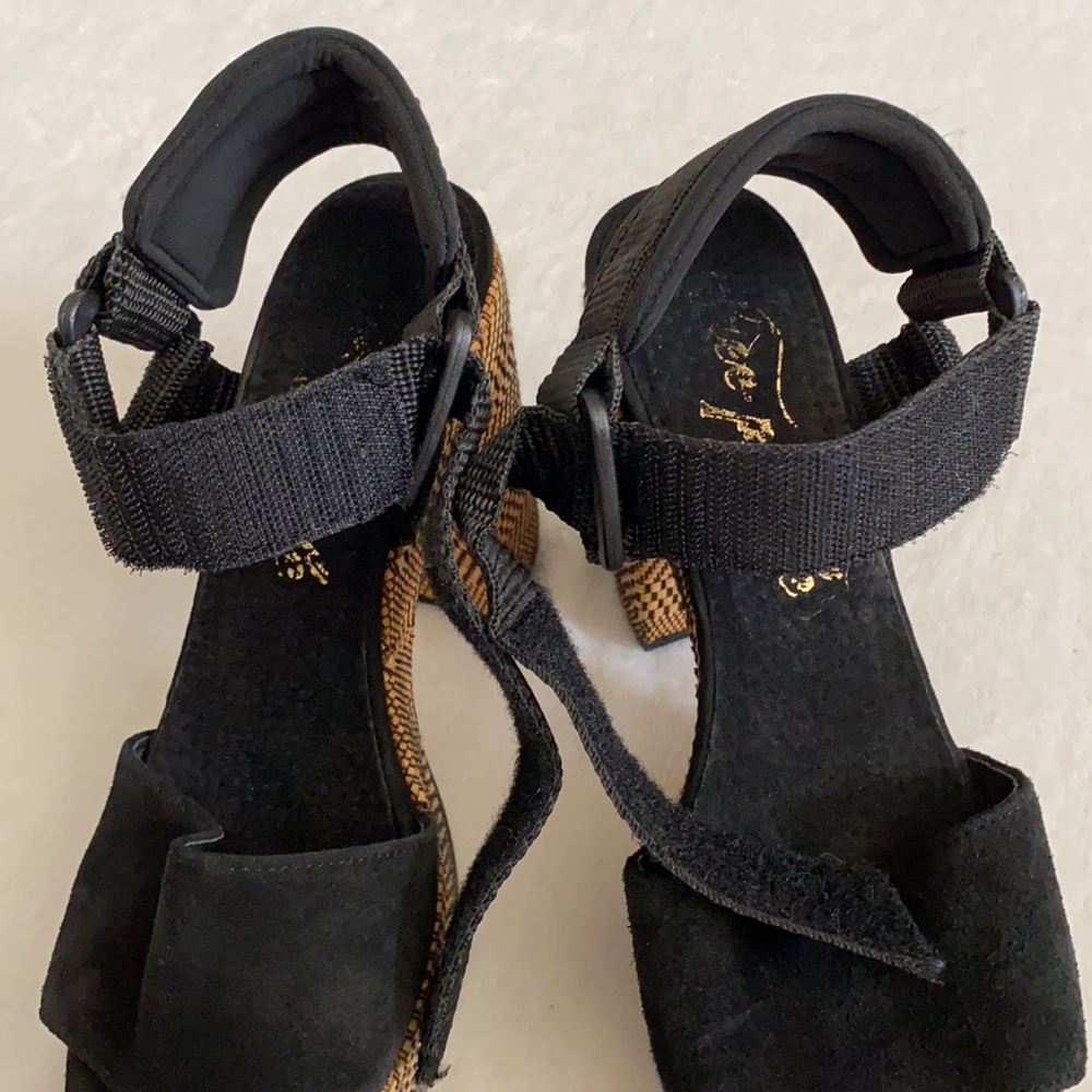 {FP} Free People | Sport Society Suede Sandal Strap Woven Block Heel Platform 9 - Picture 14 of 16